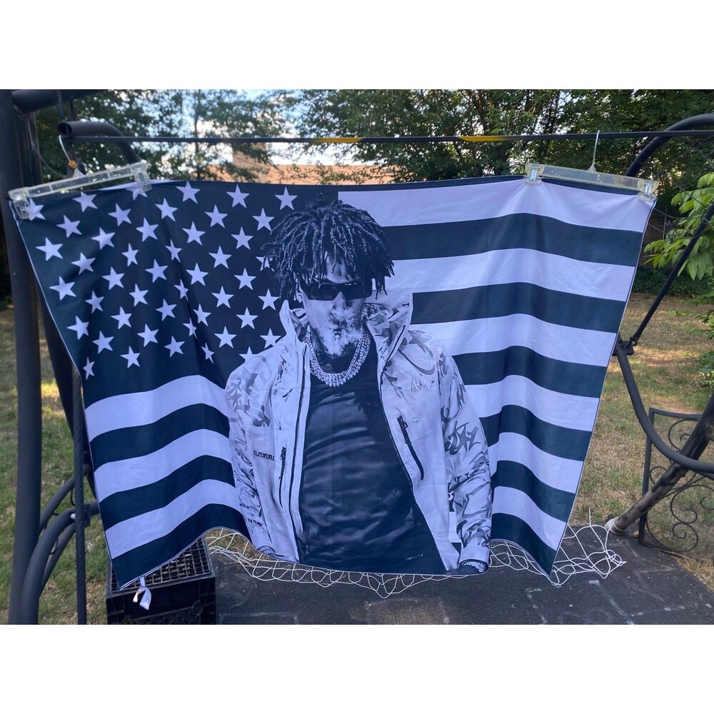 NBA YoungBoy Black White American Flag Tapestry Banner 60x48 Rap Music Wall Deco
